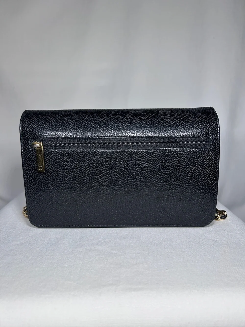 Chanel Wallet on Chain Authentic WOC black caviar leather pebbled finish